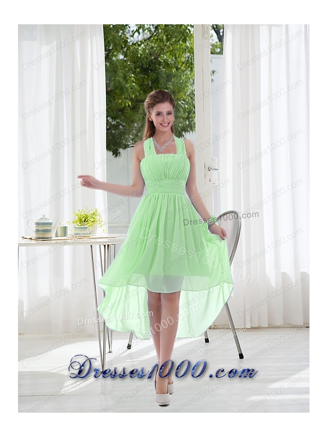 Halter Ruching 2015 Natural Chiffon Prom Dress