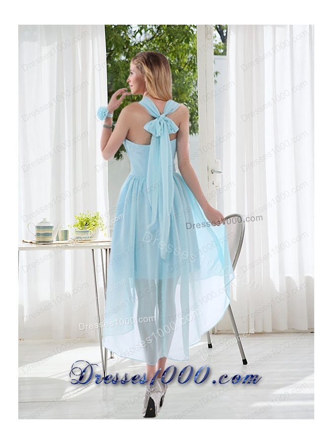 Halter Ruching 2015 Natural Chiffon Prom Dress