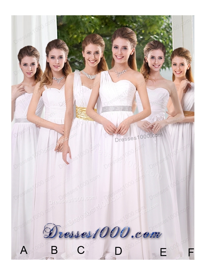 Natural White Empire Straps Ruching Prom Dresses