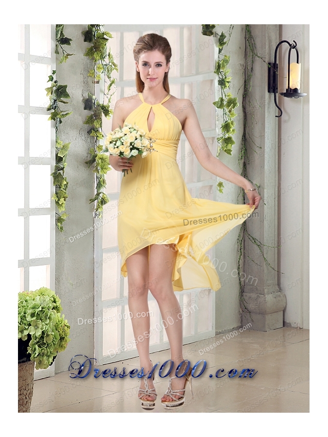 New Fashion Halter Top Asymmetrical Prom Dress