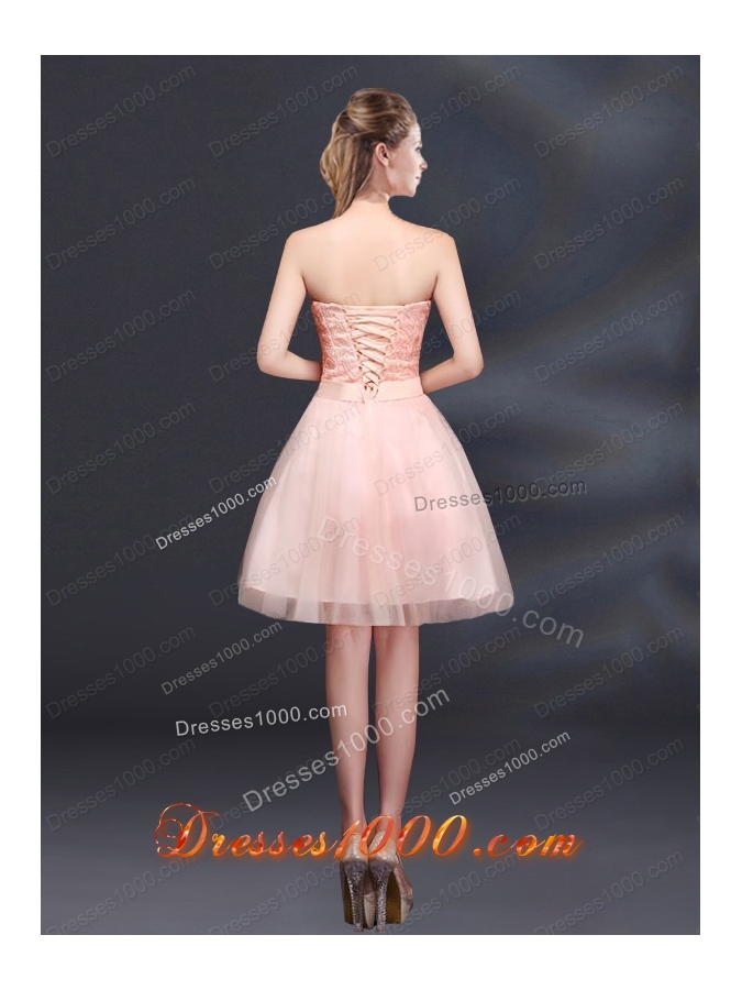 Strapless A Line Hand Made Flowers Prom Dress for 2015