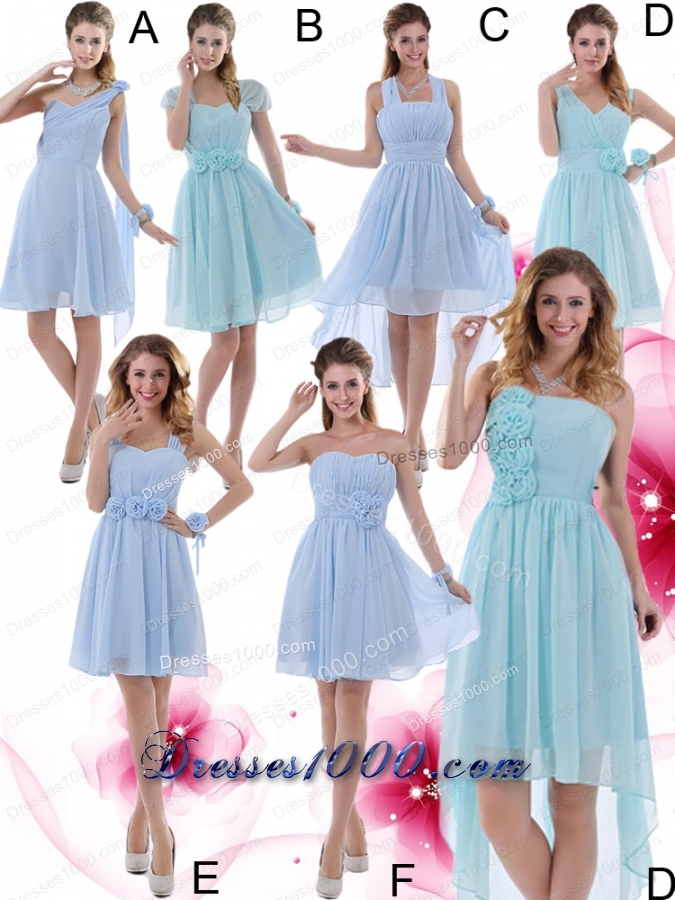 V Neck Chiffon Prom Dress with Ruching and Hand Made Flowers