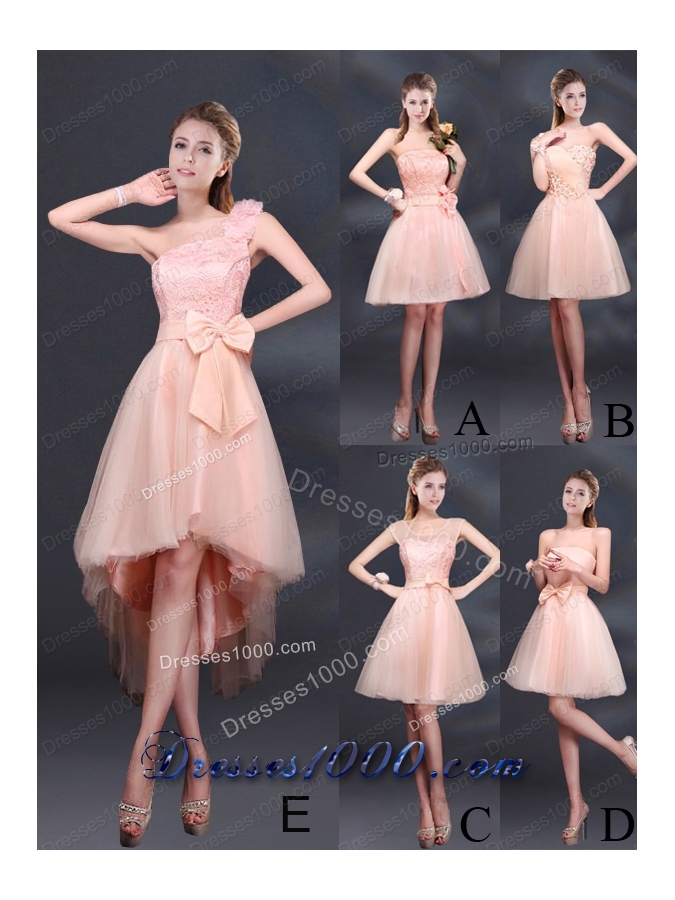 2015 Bowknot A Line Strapless Prom Dress with Lace Up