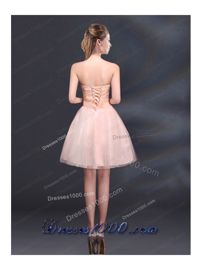 2015 Bowknot A Line Strapless Prom Dress with Lace Up