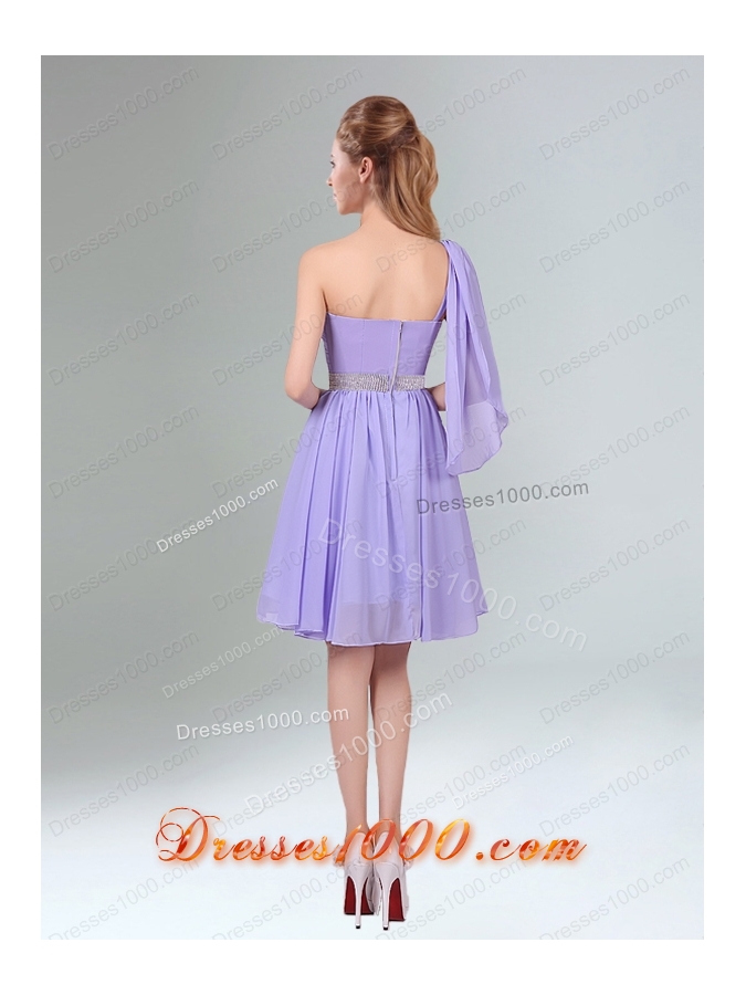 2015 Sassy Beaded and Ruched Short Prom Dress in Lavender