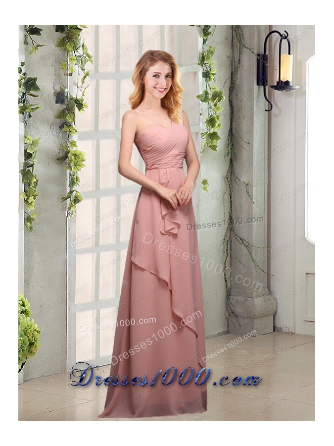 One Shoulder Empire 2015 Prom Dresses with Ruching