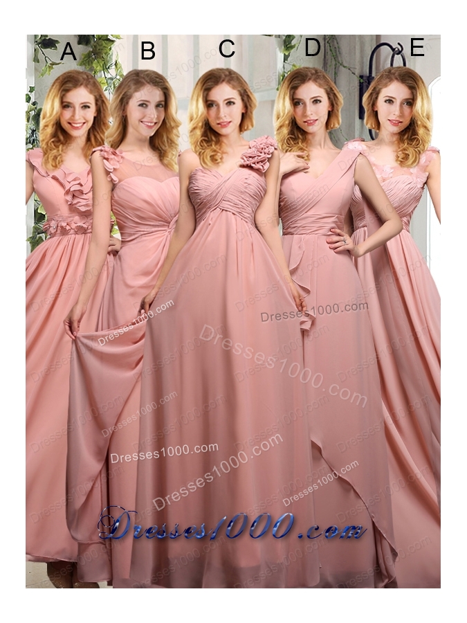 V Neck Empire Appliques Prom Dresses with Floor Length