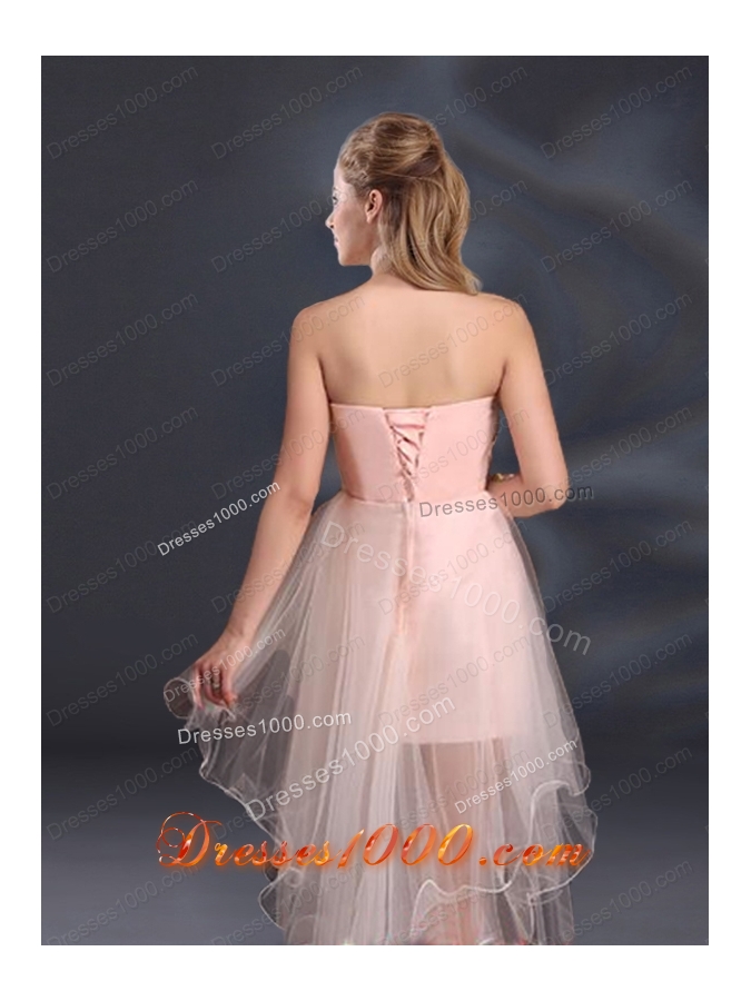 Appliques Strapless Ruffles Organza 2015 Sturning Prom Dresses