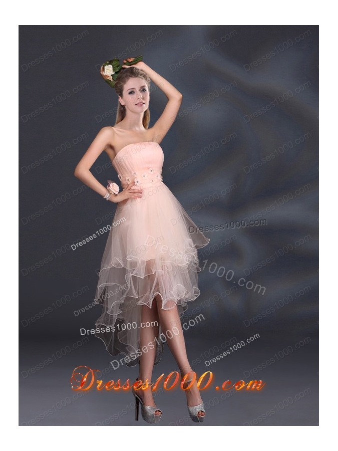 Appliques Strapless Ruffles Organza 2015 Sturning Prom Dresses