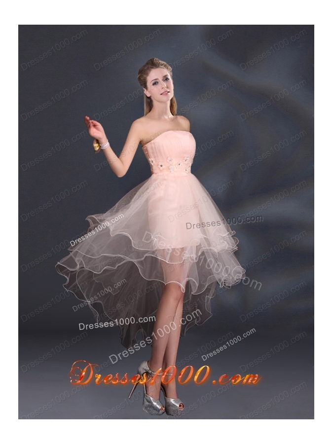 Appliques Strapless Ruffles Organza 2015 Sturning Prom Dresses