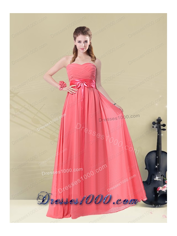 Exquisite Watermelon Prom Dresses with Ruch and Beading