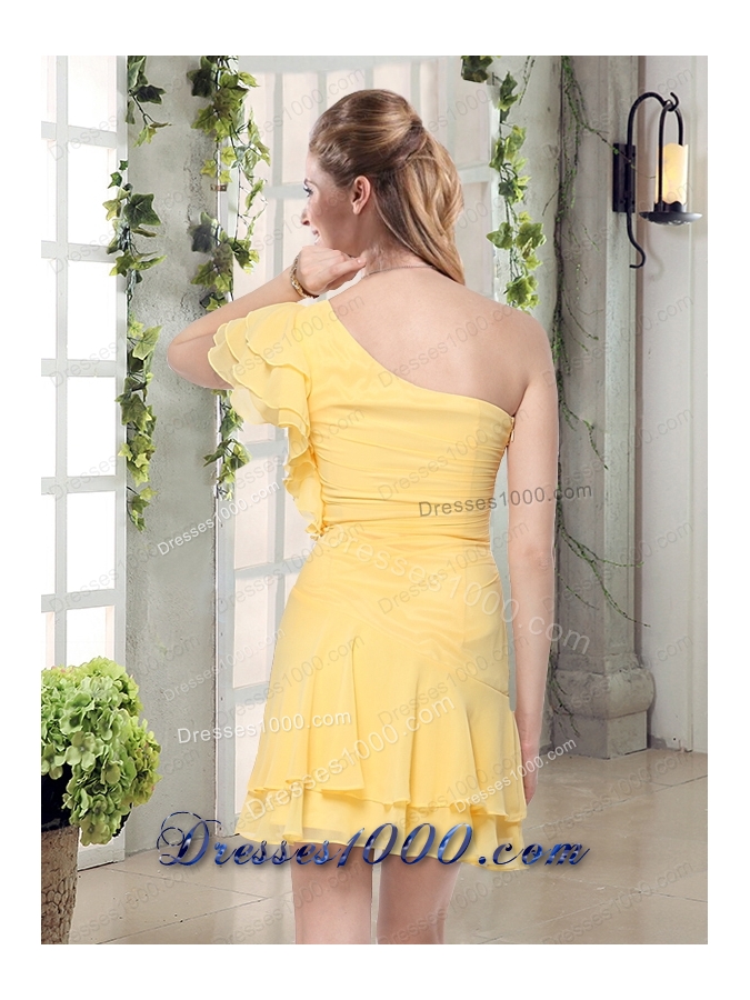 Flirting One Shoulder Cap Sleeve Prom Dresses Mini Length