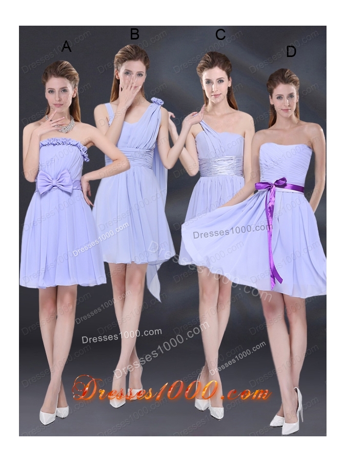 Lavender A Line Strapless Prom Dress with Bowknot