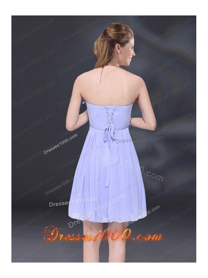 Lavender A Line Strapless Prom Dress with Bowknot