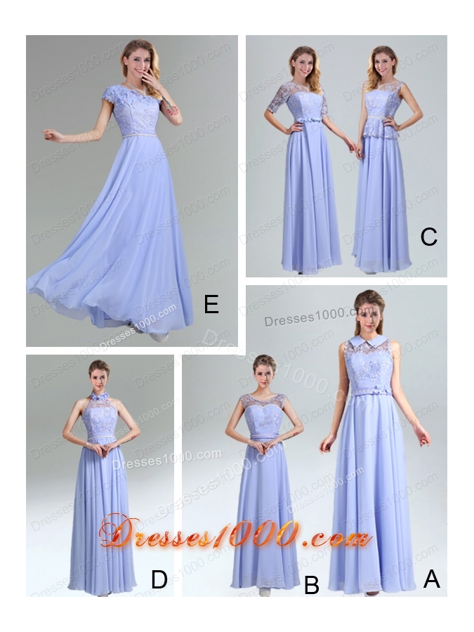 Lavender Scoop Belt and Lace Empire 2015 Prom Dress