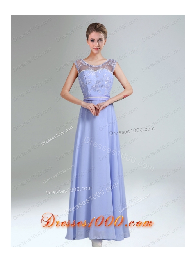 2015 Modest Belt Empire Prom Dress in Lavender