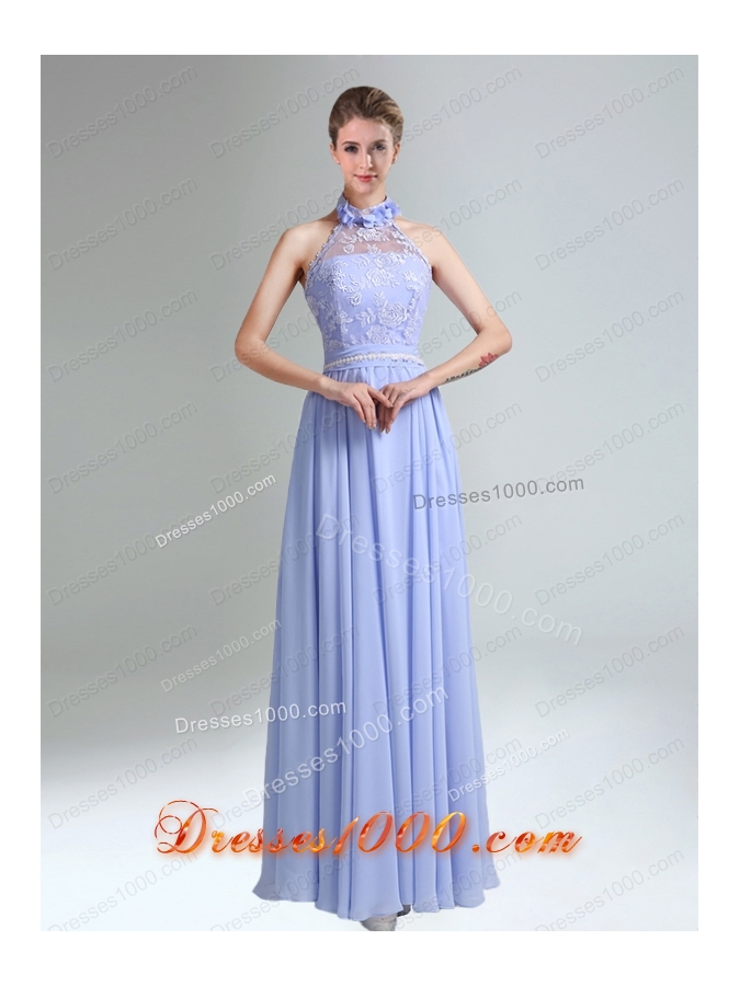 2015 Modest Belt Empire Prom Dress in Lavender