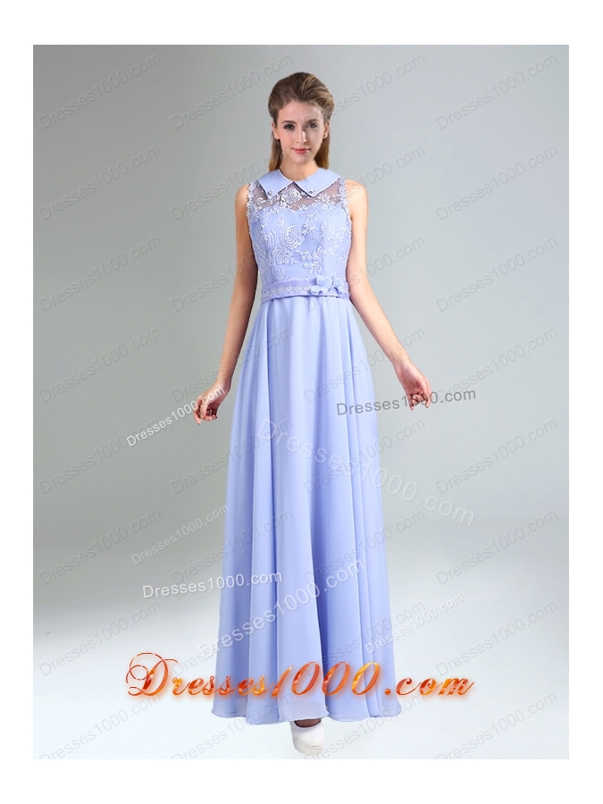 2015 Modest Belt Empire Prom Dress in Lavender