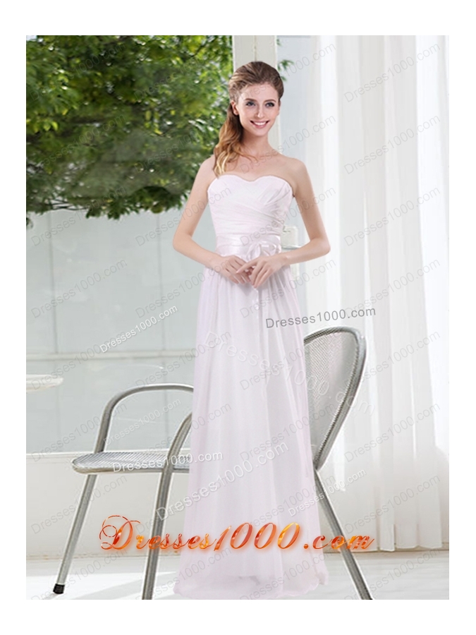 White Ruching Empire Prom Dresses for 2015