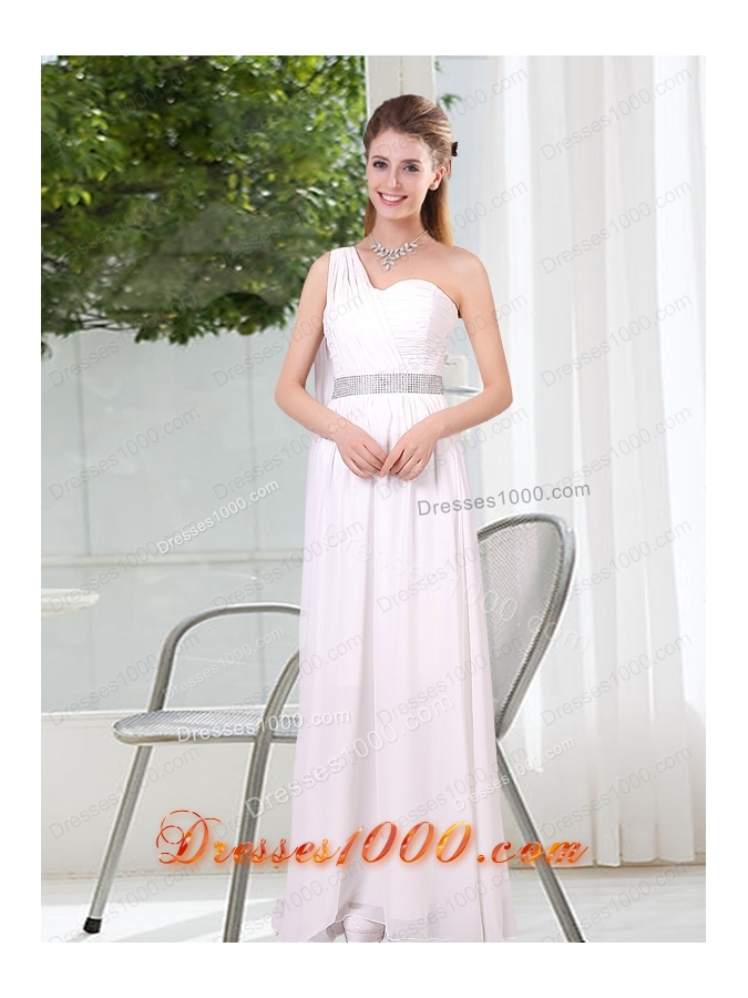 White Ruching Empire Prom Dresses for 2015
