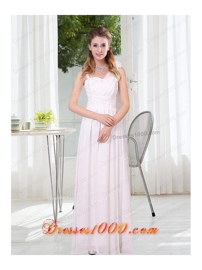 White Ruching Empire Prom Dresses for 2015