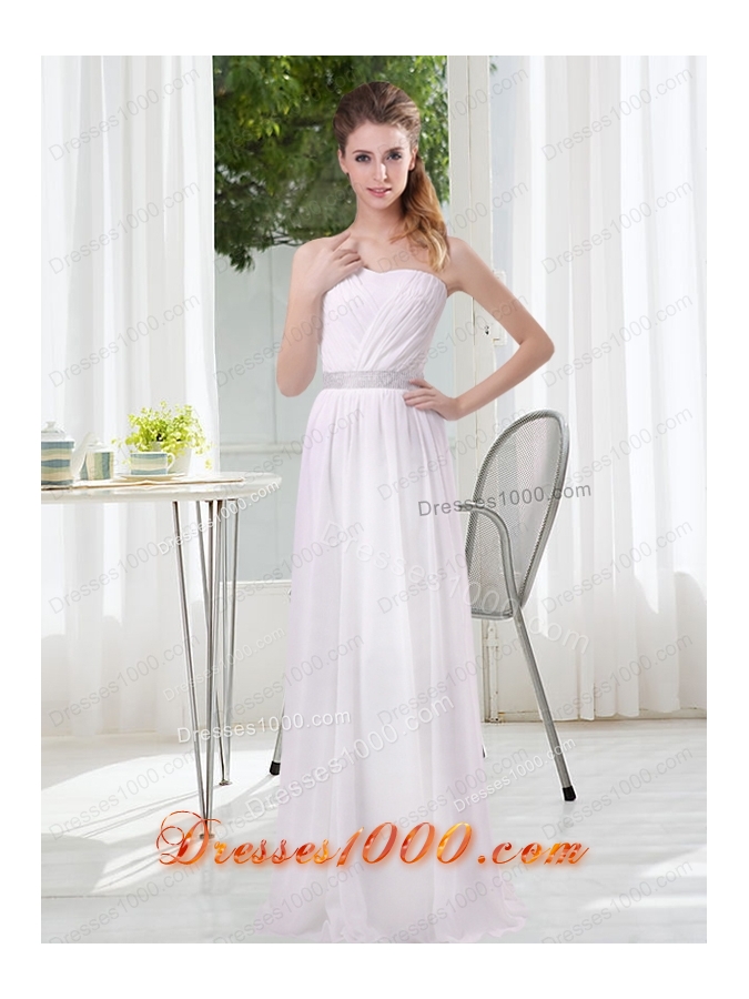 White Ruching Empire Prom Dresses for 2015