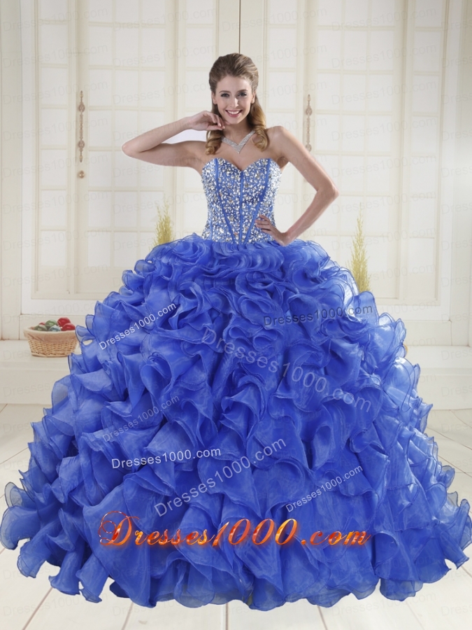 2014 Puffy Sweetheart Brush Train Quinceanera Dresses