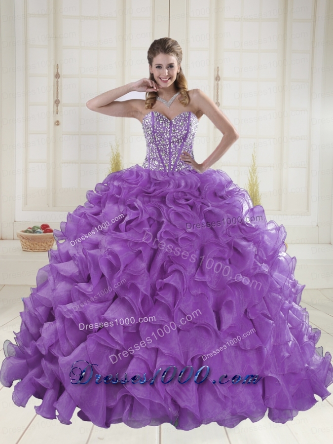 Eggplant Purple Brush Train Quinceanera Dresses with Sweetheart