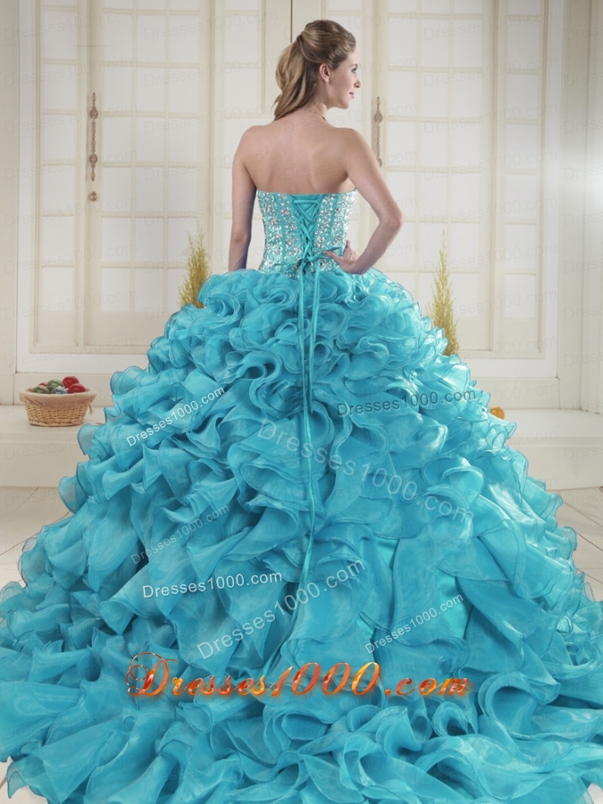 Fashionable Sweetheart 2015 Quinceanera Dresses in Aqua Blue