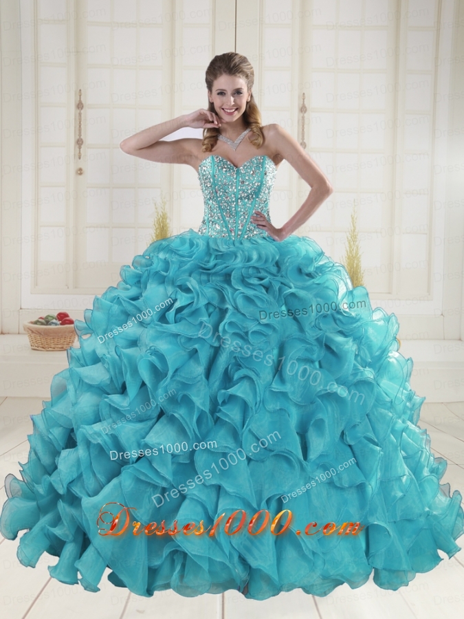 Fashionable Sweetheart 2015 Quinceanera Dresses in Aqua Blue
