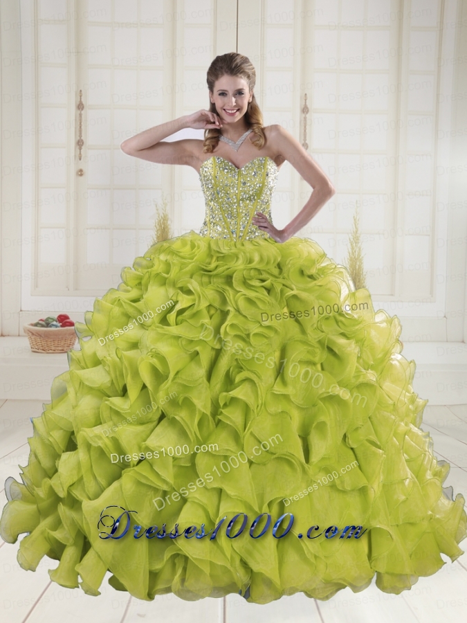 Most Popular Sweetheart Brush Train Beading Quinceanera Dresses