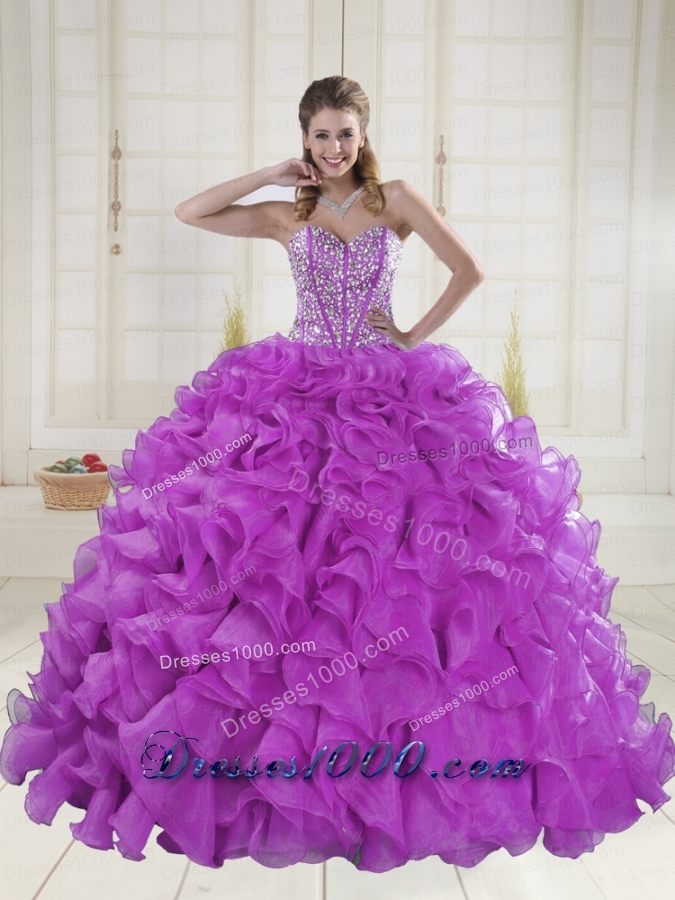 On Sale Sweetheart Beading Quinceanera Dresses with Brush Train