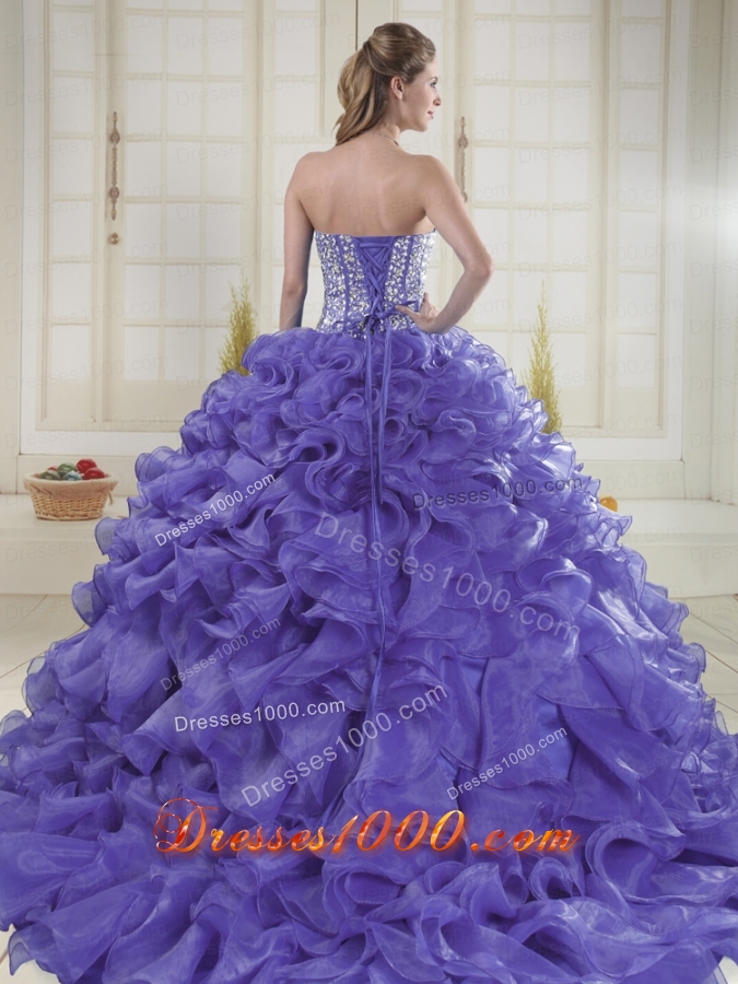 Sweet Sweetheart Brush Train Lavender Quinceanera Dresses in Sweet 16