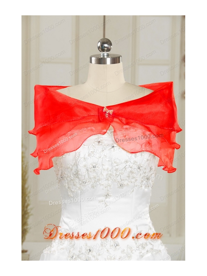 2015 Ball Gown Beading Quinceanera Dresses in Red