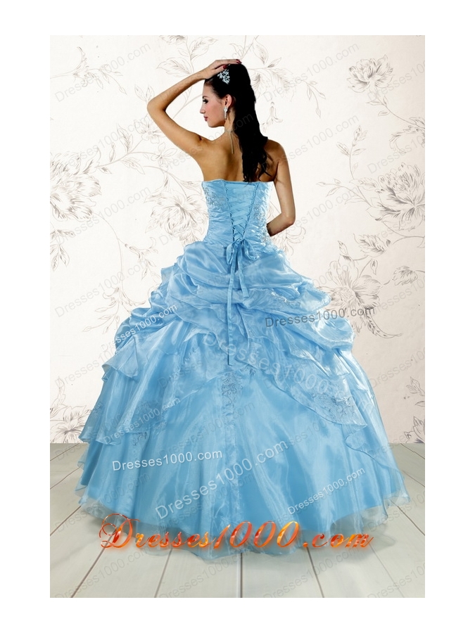 2015 Brand New Aqua Blue Quinceanera Dresses with Appliques