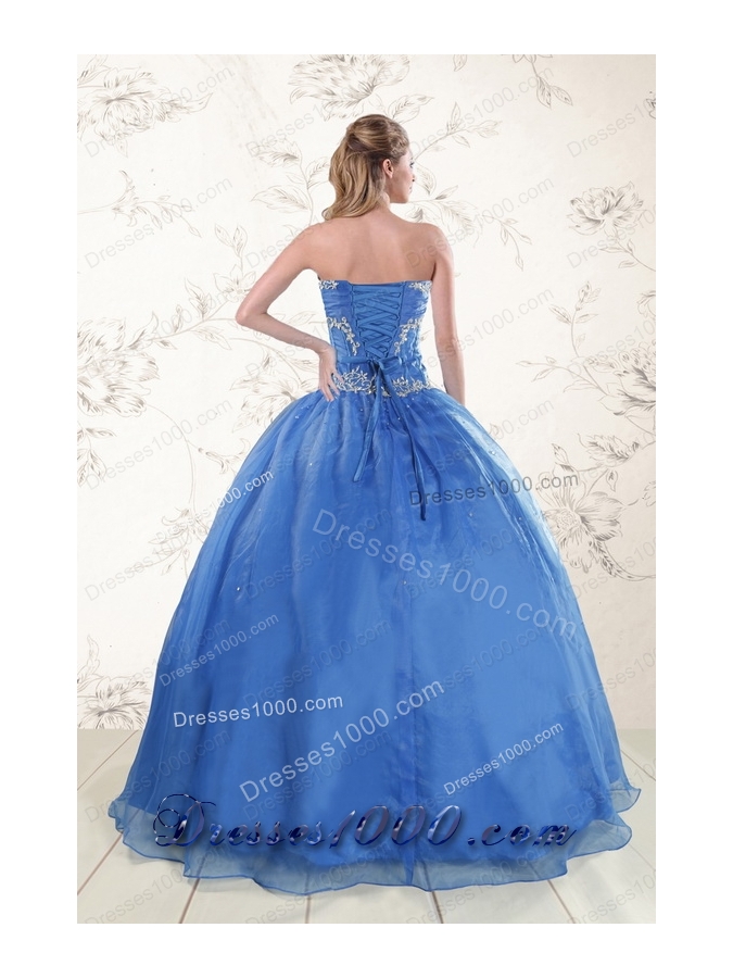 2015 Cheap Appliques Quinceanera Dresses in Royal Blue