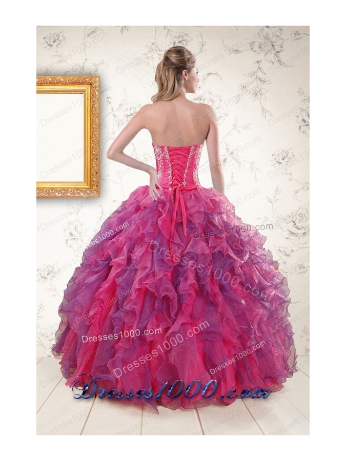 2015 Elegant Multi Color Quinceanera Dresses with Appliques and Ruffles