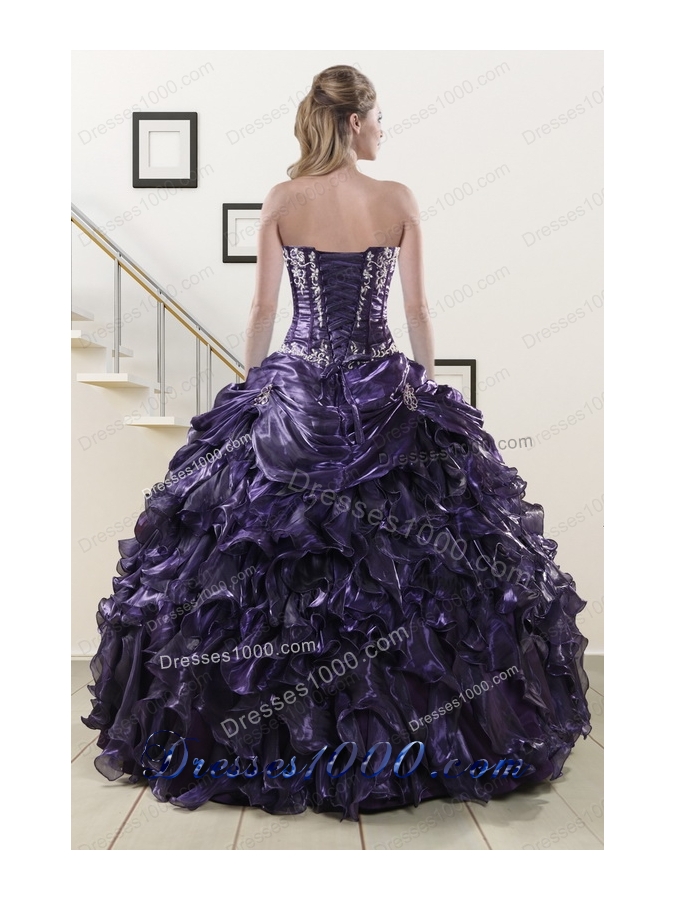 2015 Elegant Sweetheart Purple Quinceanera Dresses with Appliques