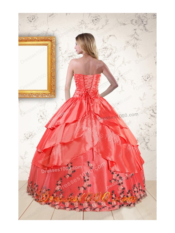 2015 Exquisite Quinceanera Gowns with Ruching and Appliques