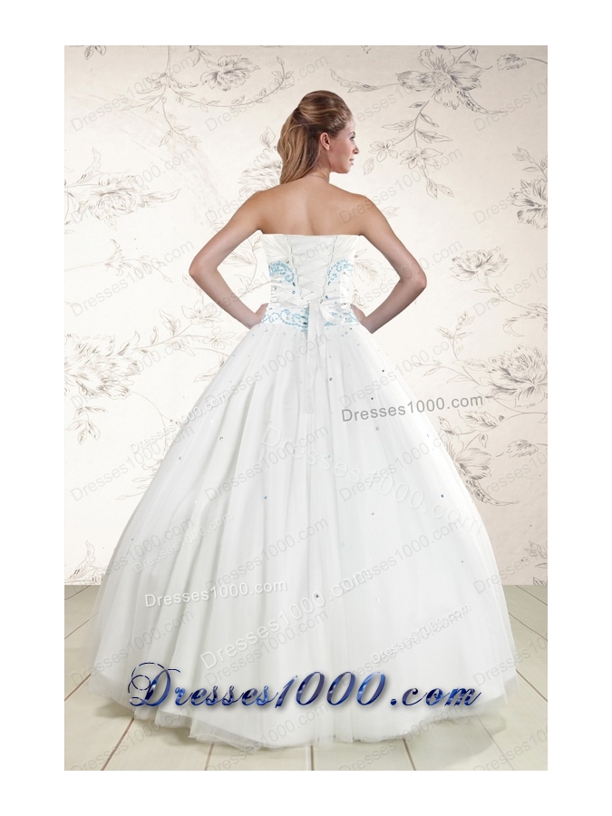 2015 Modern White Quinceanera Dresses with Appliques and Beading