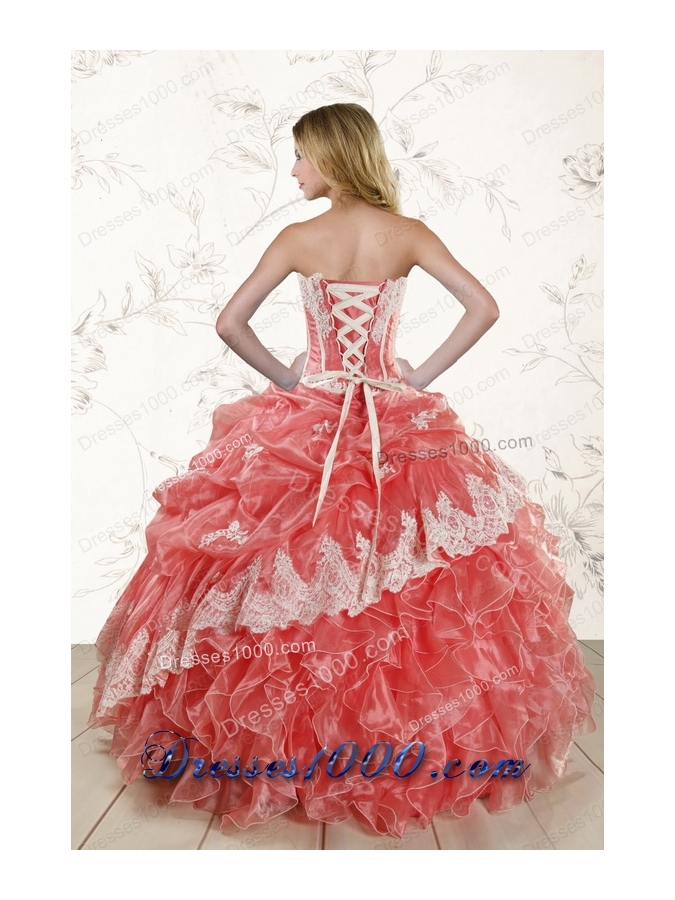 2015 Popular Watermelon Quinceanera Dresses with Strapless