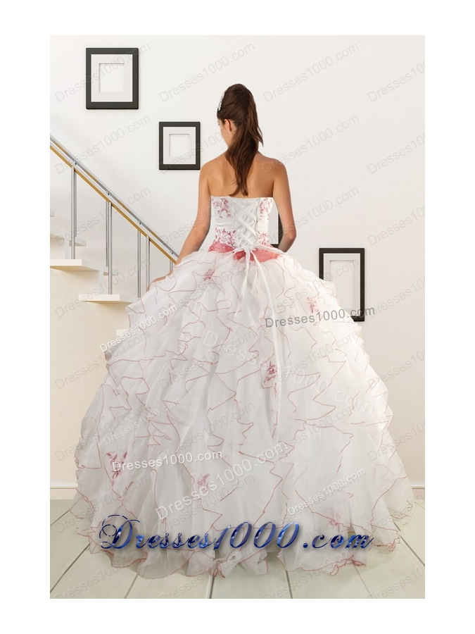 Appliques and Belt 2015 Brand New Quinceanera Dresses