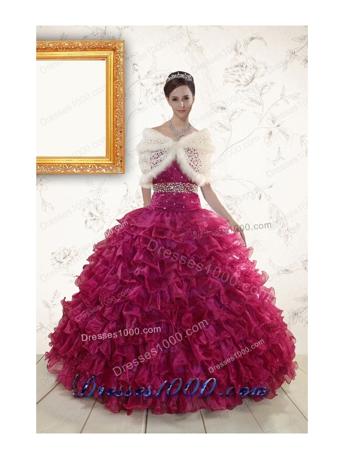 Beading and Ruffles The Most Popular Burgundy Quinceanera Gown
