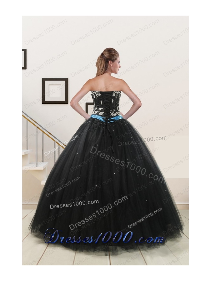 Elegant Appliques and Beading Quinceanera Dresses in Black