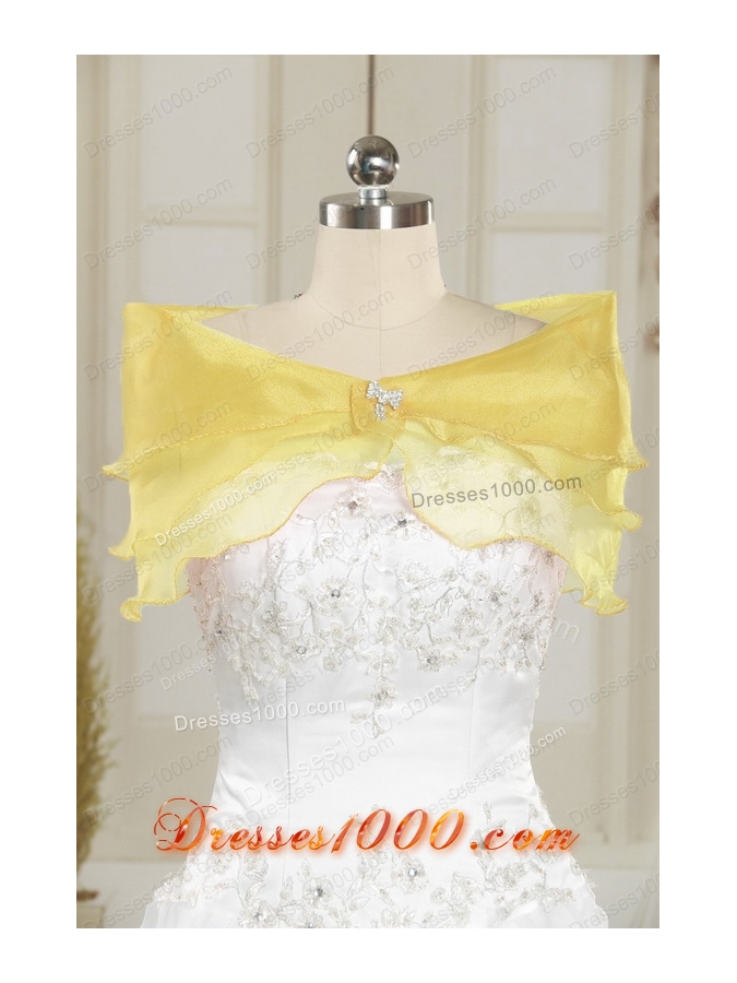 Romantic Yellow Sequined Quinceanera Dress with Strapless
