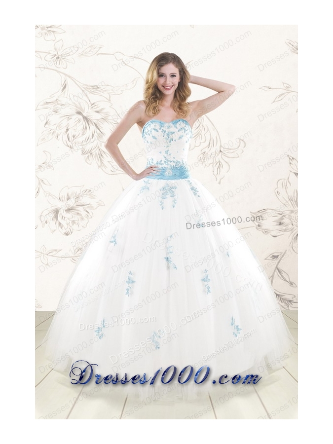 White Ball Gown Discount Pretty Quinceanera Dresses for 2015