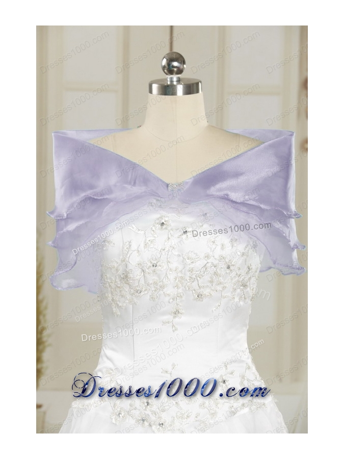 2015 Brand New Strapless Lavender Quinceanera Dresses with Appliques