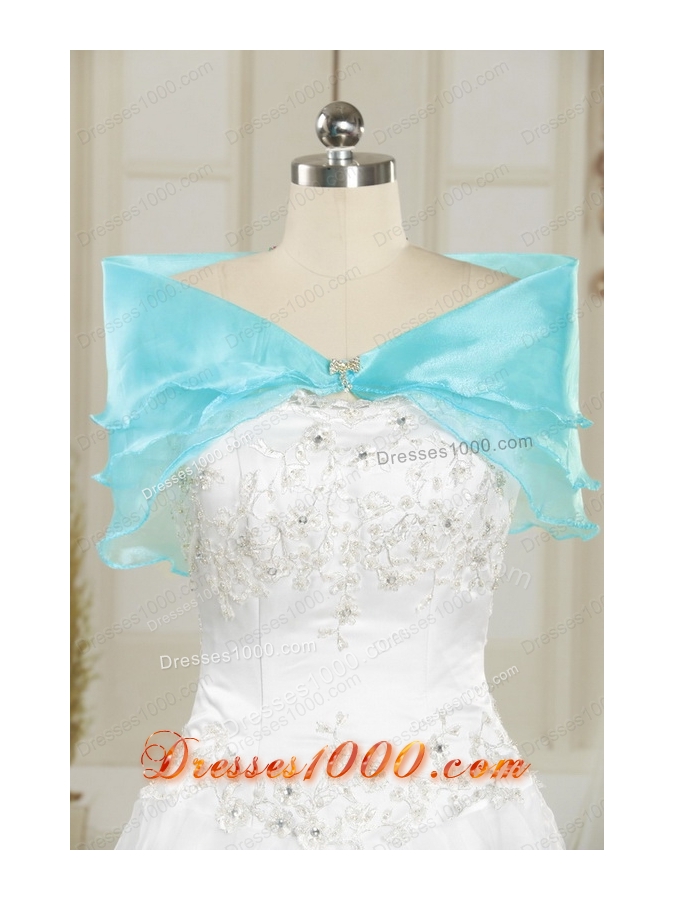2015 Cheap Aqua Blue Appliques Quinceanera Dresses with Appliques
