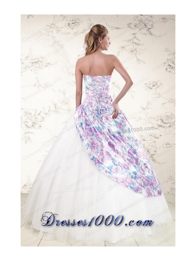 2015 Cheap Puffy Multi Color Quinceanera Dresses with Beading