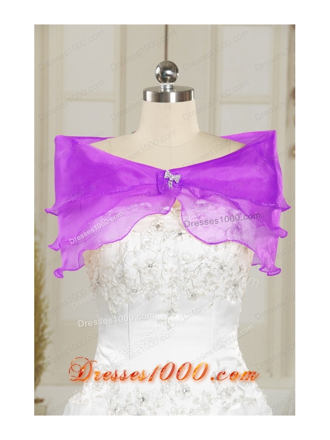 2015 Cheap Purple Appliques Quinceanera Dresses with Strapless